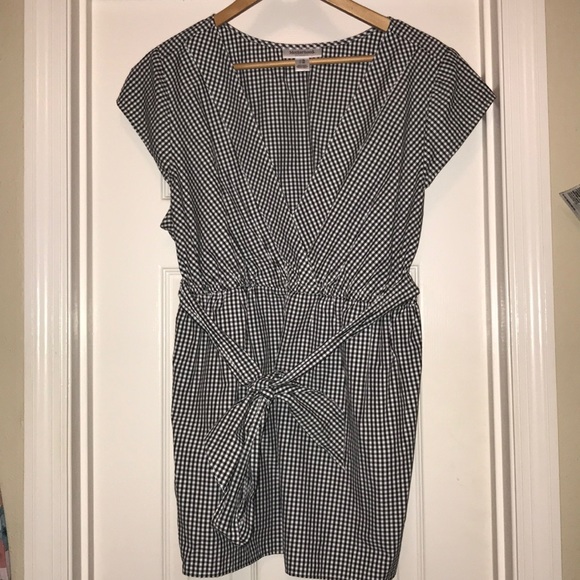 Motherhood Maternity Blk Wht Check Tie Back Blouse - Picture 2 of 6
